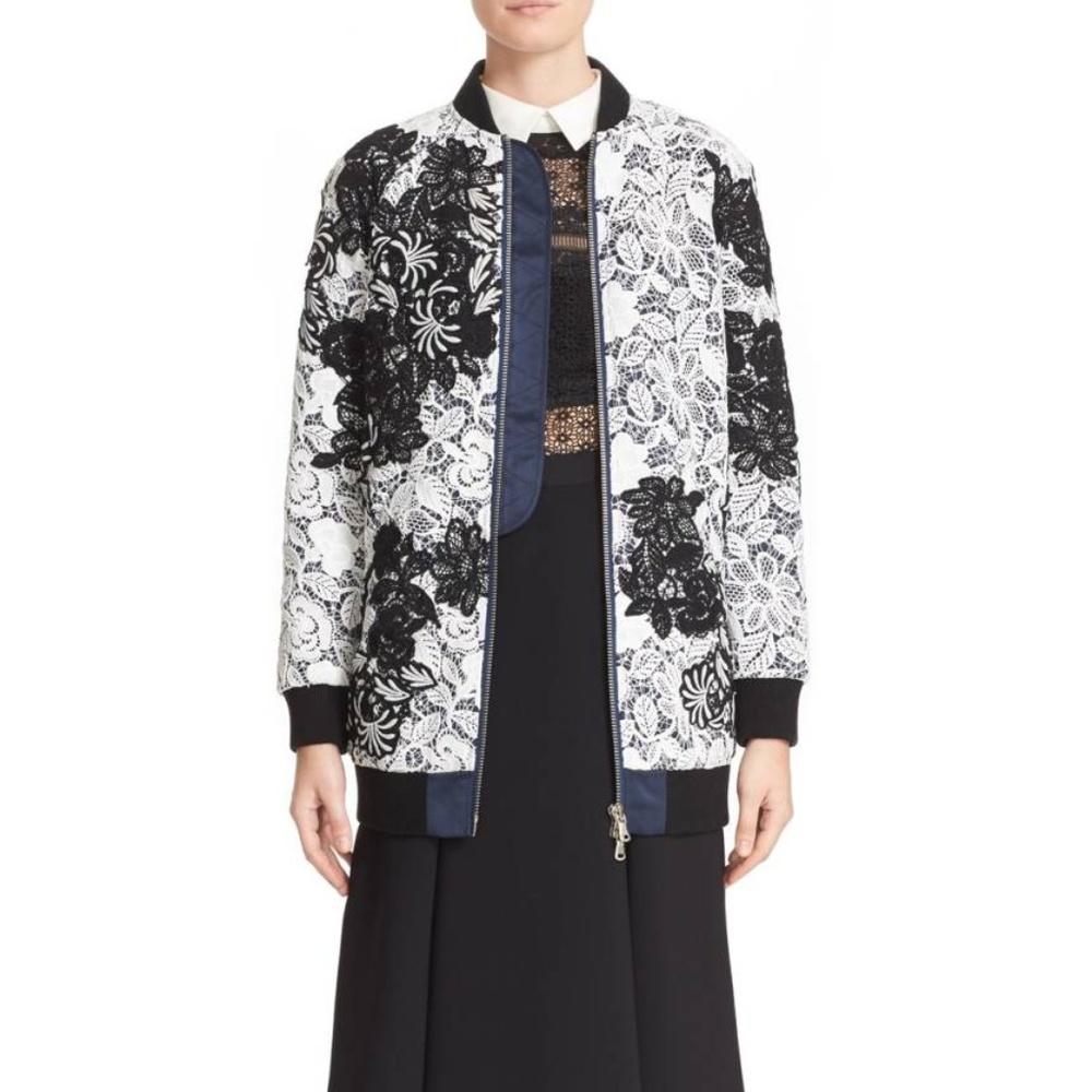 SELF-PORTRAIT Floral Guipure Two-Tone Lace Jacket - Picture 2 of 8